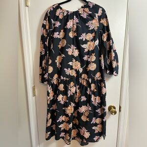 Who What Wear Dress Black Floral Midi Long Sleeve High Low Size XS